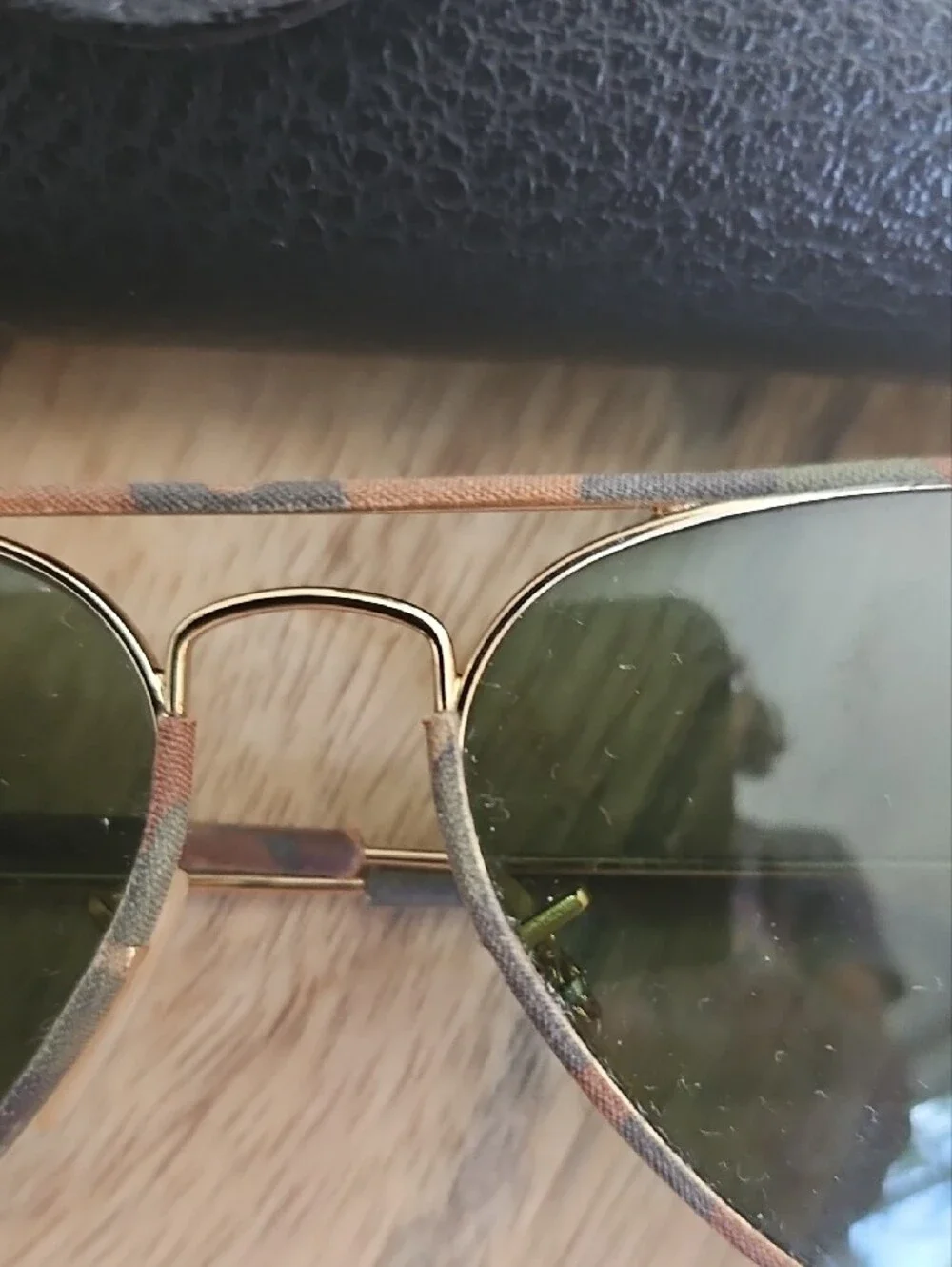 Ray-Ban Gold Frame Sunglasses with Green Lenses
